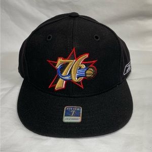 Philadelphia 76ers Vintage Hat Cap Size 7 Fitted Brand New Black Reebok